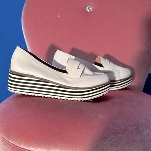 ALDO platform, penny loafers ––white – casual Dash blue, and white striped